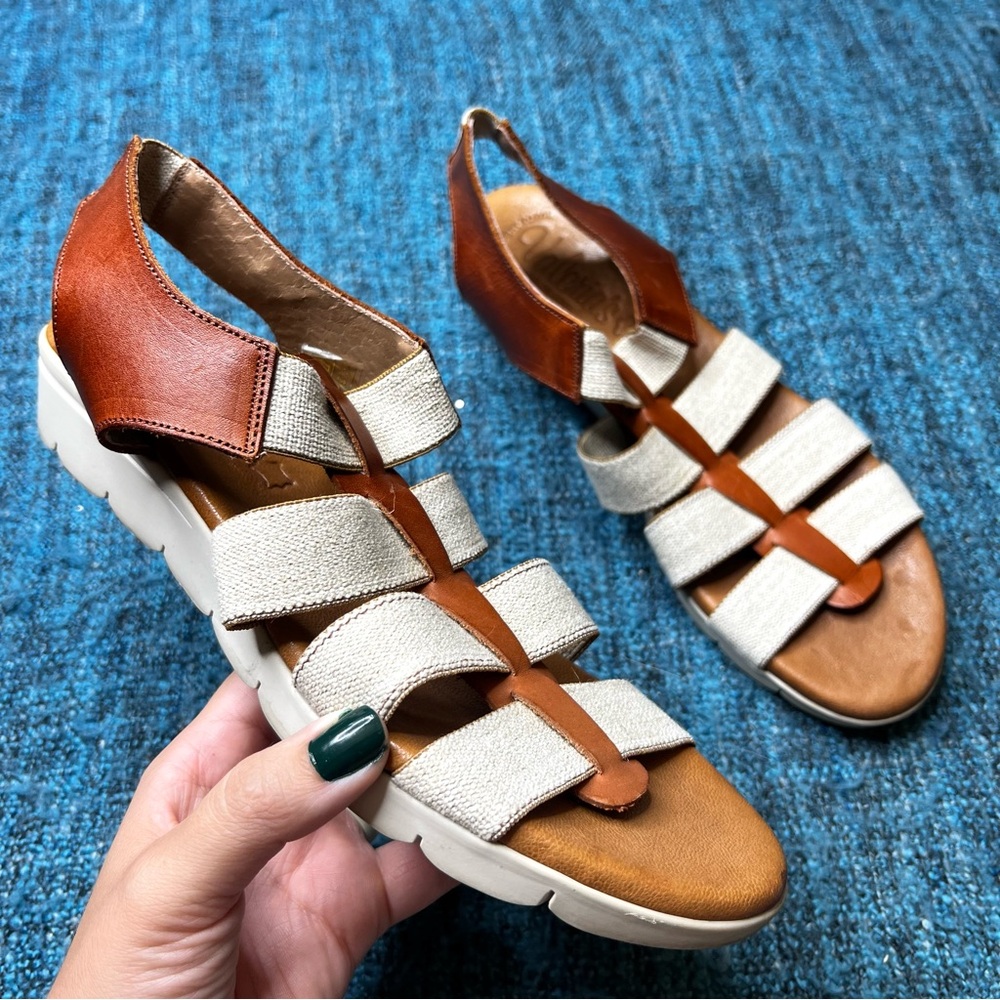 Valeria's Fisherman Leather Sandals in Tan Brown Made in Spain Euro 40 or US 9